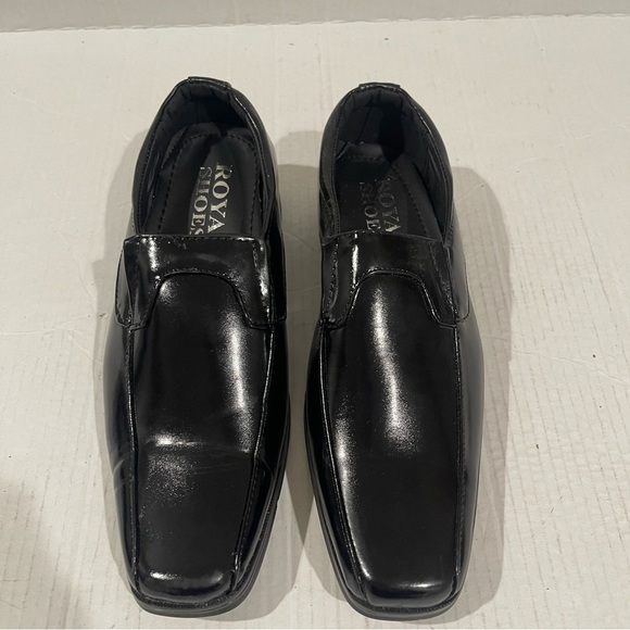 Men’s Royal Shoes Black Faux Leather Slip On Oxford Dress Shoes Size 8 US! - Picture 4 of 12